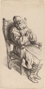 Gammel mann som sover i en lenestol av Salomon Koninck