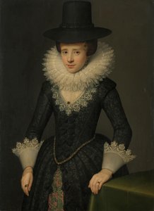 Portrett av Anna Boudaen Courten (1599-1622) av Salomon Mesdach (attributed to)