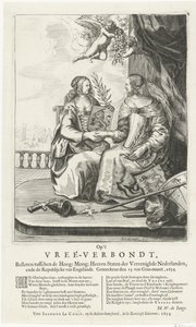 Frase til freden i Westminster, 1654 On the Vree-Verbondt, Closed between the High: Moog: Heeren Staten der Vereenighde Nederland, ende Republikcke van Englandt. Geteeckent den 15 van Gras-maant, 1654 (tittel på objekt) av Salomon Pietersz. Lachair