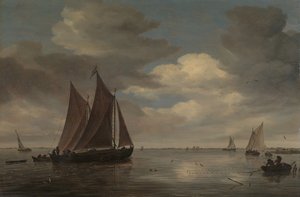 Fiskebåter på en elv, tidlig på 1660-tallet.