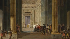 Dronningen av Saba foran kong Salomos tempel i Jerusalem, ca 1630-1634