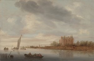 Slott ved en elv, 1644 av Salomon van Ruisdael or Ruysdael