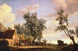 White Swan Inn, av Salomon van Ruysdael (ca. 1602-1670) av Salomon van Ruisdael or Ruysdael
