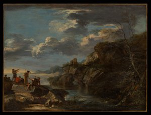 Banditter på en steinete kyst av Salvator Rosa
