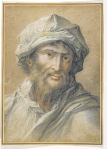 Hodet til en skjeggete mann med turban av Salvator Rosa