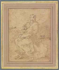 Saint Francis, utkast. 1649-60 av Salvator Rosa