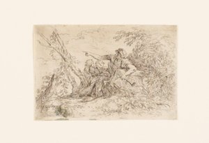 Hyrde og to barn i et landskap av Salvator Rosa