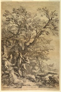 Ødipus eksponert på fjellet Cithaeron av Salvator Rosa