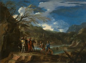 Polykrates og fiskeren, ca. 1664. av Salvator Rosa