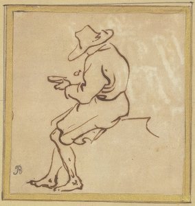 Sittende mann i profil til venstre av Salvator Rosa