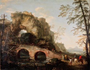 Broen bryter Maleri av Salvator (Salvatore) Rosa (1615-1673) 1640 ca. Dim. 106x127 cm Firenze, Palazzo Pitti, Galleria Palatina av Salvator Rosa