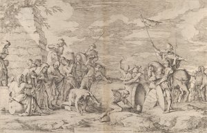 Dødsfallet til Marcus Atilius Regulus, vist å bli spikret inn i et kar av Carthagi ..., ca. 1661-62. av Salvator Rosa