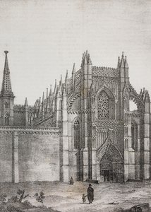 Batalha kloster, Portugal, litografi av Salvatore Puglia fra Poliorama Pittoresco, n 33, 22. mars av Salvatore Puglia