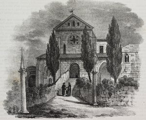 Casamari kloster, Veroli, Lazio, Italia, litografi av Salvatore Puglia fra Poliorama Pittoresco, n 47, 1. juli av Salvatore Puglia