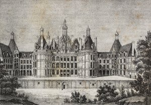 Chambord Castle, Frankrike, litografi av Salvatore Puglia fra Poliorama Pittoresco, n 39, 6. mai av Salvatore Puglia