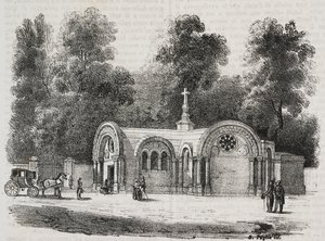 Chapel Royal of Saint Ferdinand, Sablonville, Frankrike, litografi av Salvatore Puglia fra Poliorama Pittoresco, n 13, 4 november av Salvatore Puglia