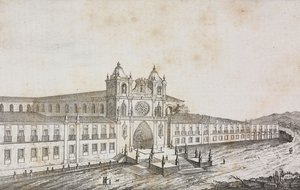 Fasade til klosteret Alcobaca, Portugal, litografi av Salvatore Puglia fra Poliorama Pittoresco, n 50, 19. juli av Salvatore Puglia
