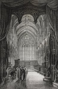 Interiør av Carlisle Cathedral, Storbritannia, litografi av Salvatore Puglia fra Poliorama Pittoresco, n 25, 25 januar av Salvatore Puglia