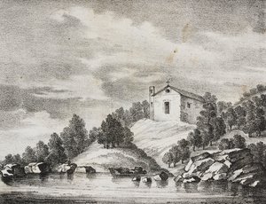 Sanctuary of Peschici, Apulia, Italia, litografi av Salvatore Puglia fra Poliorama Pittoresco, n 51, 27. juli av Salvatore Puglia