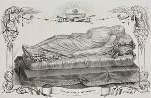Veiled Christ av Giuseppe Sanmartino (ca. 1720-1793), Cappella Sansevero, Napoli, Campania, Italia, litografi av Salvatore Puglia fra Poliorama Pittoresco, n 33, 26. mars