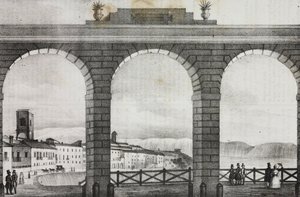 Utsikt over Chieti fra Piazza Grande, Italia, litografi av Salvatore Puglia fra Poliorama Pittoresco, n 2, 21. august av Salvatore Puglia