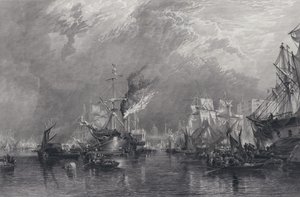 The Port of London (gravering) av Samuel (after) Bough