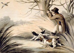 Shooting Duck, gravert av H. Merke, ca. 1809 (farge litho)
