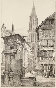 Rue Mercière og vestfronten av Strasbourg-katedralen