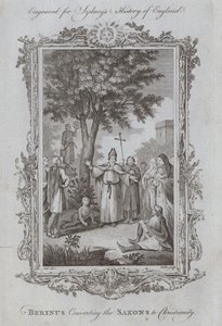 Berinus konverterer sakserne til kristendommen (gravering) av Samuel (after) Wale