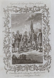 Charles I beordret sin standard å bli reist på Nottingham Castle (gravering) av Samuel (after) Wale