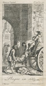 Samler pestofre, Holywell Lane, Shoreditch, London, Storbritannia (gravering) av Samuel (after) Wale