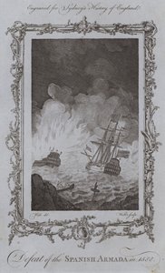 Nederlag av den spanske armadaen i 1588 (gravering)
