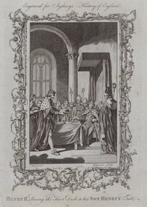 Henry II serverer den første retten til sønnen Henrys bord (gravering) av Samuel (after) Wale
