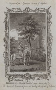 Richard I dødelig såret av et pilskudd av Bertram de Gourdon fra murene til slottet Chilus (gravering)