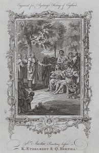 St Austin forkynner før K Ethelbert og Q Bertha (gravering) av Samuel (after) Wale