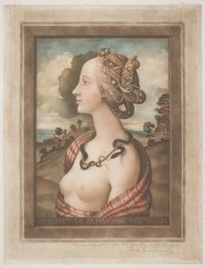 Simonetta Vespucci, ca. 1900 (farge mezzotint på kremvevd papir)
