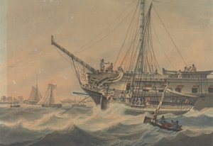 Man-of-War og Shipping utenfor kysten av Samuel Atkins