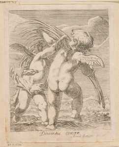 To putti krangler om en palmegren Discordia Concors (tittel på objekt) Ulike design (serietittel) Opera Varia Historica, Poetica & Iconologica (serietittel)