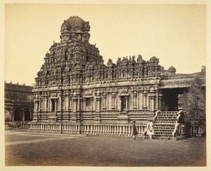 En utsikt over Subrahmanya-tempelet nær Pagoda, Tanjore av Samuel Bourne