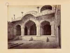 Delhi; palasset, Moti Masjid (Perlemoskeen) av Samuel Bourne