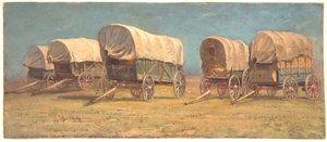 Studie av overbygde vogner av Samuel Colman