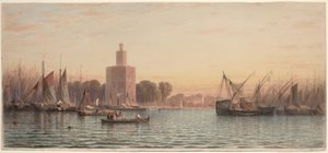 Havnen i Sevilla av Samuel Colman