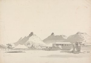 Militær leir med forter på åsene bak av Samuel Davis
