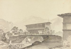 Nær Tassisudon [Tashicho Dzong] av Samuel Davis