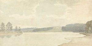 Elvescene med et landsted i avstand av Samuel Davis