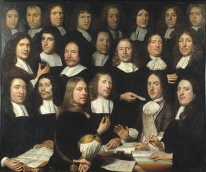 Gruppeportrett av myntmesterne i Dordrecht av Samuel van Hoogstraten