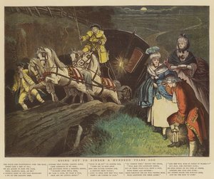 Skal ut på middag for hundre år siden (chromolitho)