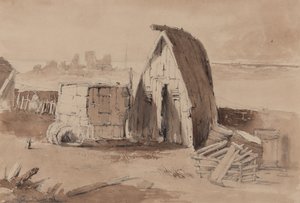 The Beach at Hastings (blyant, pensel og vask på papir) av Samuel Gillespie Prout