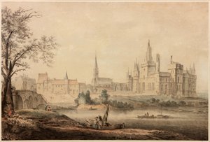 Et fransk slott, 1770 (penn og blekk og wc på papir) av Samuel Hieronymous Grimm