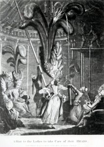 Et hint til damene om å ta vare på hodene deres, utgitt av Sayer und Bennett (1774-1786), 1776 (mezzotint) av Samuel Hieronymous Grimm